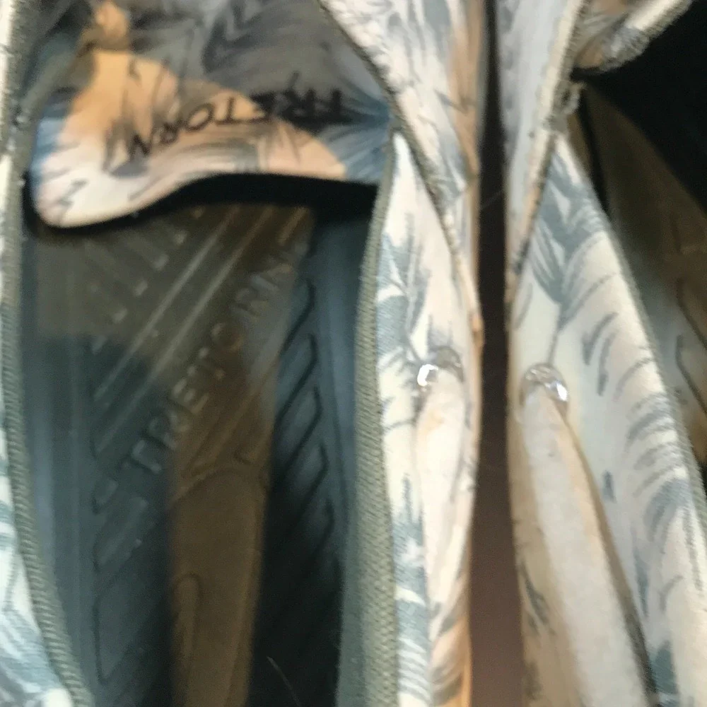 Tretorn‎ Motto Palm Leaf Print Boat Shoes Mens 10 Cream Grey Textile MTMOTTO4
